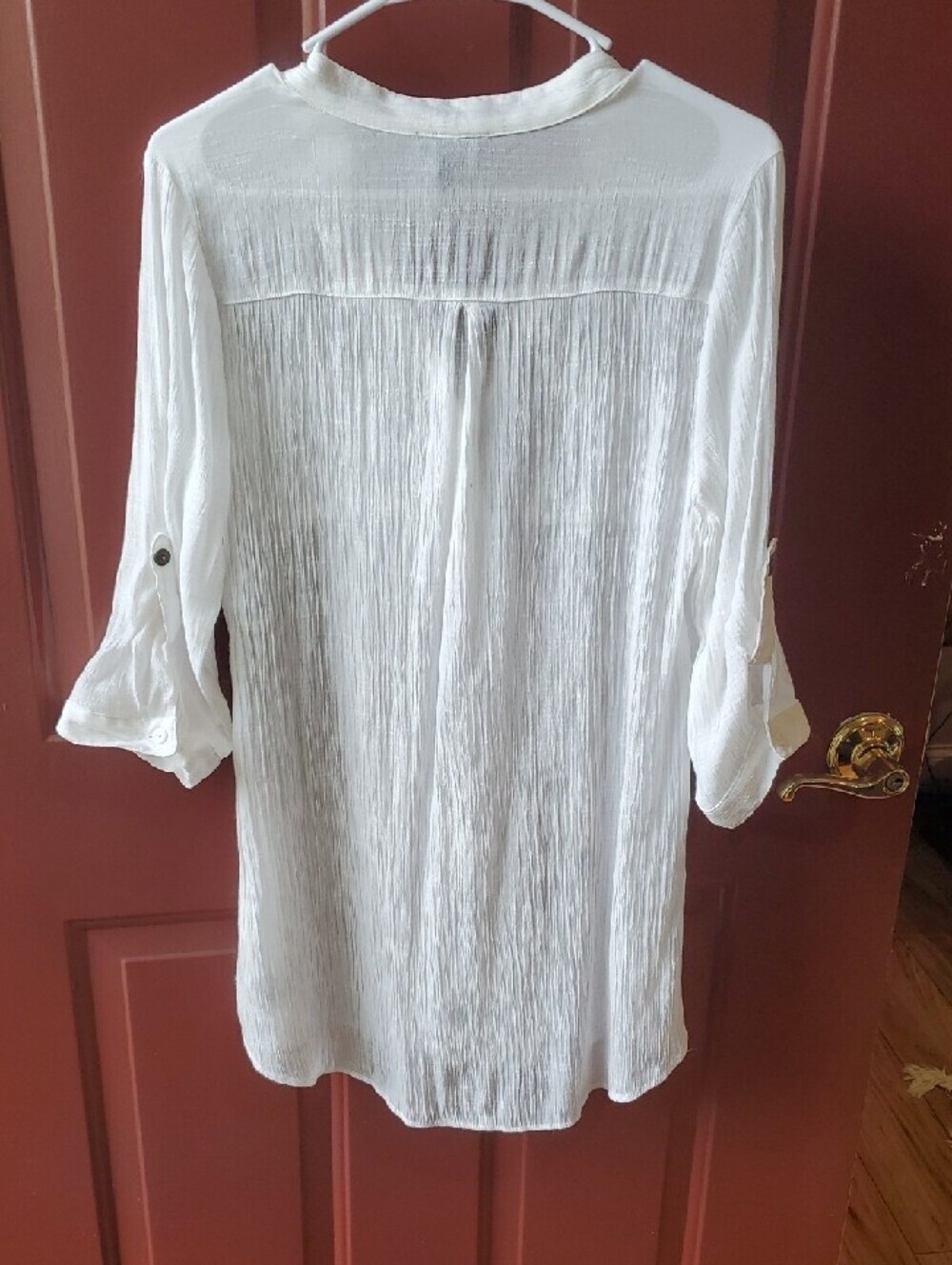 Iz Byer White Rayon Blend Textured Tunic Top - Picture 9 of 9